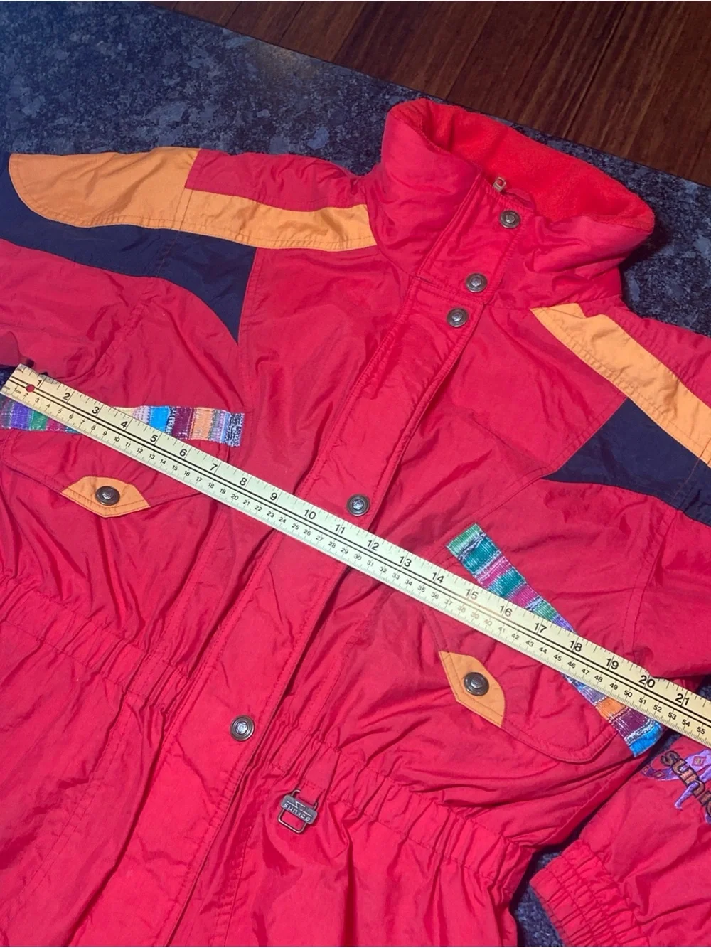 Vintage 90s Sun Ice Snow Aces Ski Jacket Colorblock Red Cropped Size 18